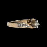 14K Yellow & White Gold Diamond Flanked Bypass Ring Size 4 3/4