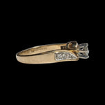 14K Yellow & White Gold Diamond Flanked Bypass Ring Size 4 3/4