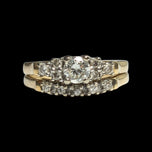 14K Yellow & White Gold Birks 1/4 CT Diamond Engagement Ring & Band Set Size 4 3/4