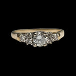 14K Yellow & White Gold Birks 1/4 CT Diamond Engagement Ring & Band Set Size 4 3/4