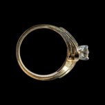 14K Yellow & White Gold Diamond Flanked Bypass Ring Size 4 3/4