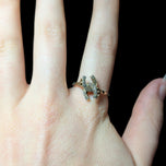 10K Yellow & White Gold Interlocking Double Horseshoe Diamond Chip Ring Size 10 1/4