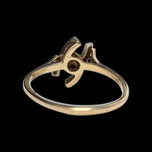 10K Yellow & White Gold Interlocking Double Horseshoe Diamond Chip Ring Size 10 1/4