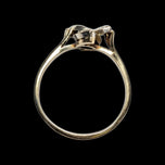 10K Yellow & White Gold Interlocking Double Horseshoe Diamond Chip Ring Size 10 1/4