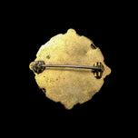 Antique Victorian Gold Filled Medallion Brooch With Red Paste Stones & Opal Centre