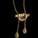 Antique Victorian Era 14K Etruscan Revival Yellow Gold & Rhodolite Garnet Sliding Chain Necklace