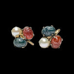 Egyptian Revival Mid Century Gold Filled Scarab Cluster Screw Back Clip-On Earrings