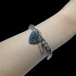 Vintage RB Ltd Victorian Revival Silver Heart Padlock Chain Bracelet