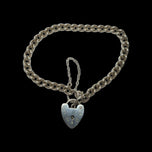 Vintage RB Ltd Victorian Revival Silver Heart Padlock Chain Bracelet