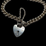 Vintage RB Ltd Victorian Revival Silver Heart Padlock Chain Bracelet