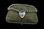 Vintage RB Ltd Victorian Revival Silver Heart Padlock Chain Bracelet