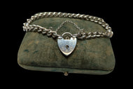 Vintage RB Ltd Victorian Revival Silver Heart Padlock Chain Bracelet