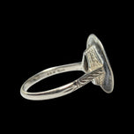 Antique 14K White Gold Ellis Bros Shank With Silver Coin Love Token "Sally" Signet Ring Size 5 3/4