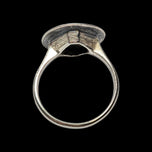 Antique 14K White Gold Ellis Bros Shank With Silver Coin Love Token "Sally" Signet Ring Size 5 3/4