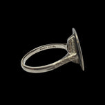 Antique 14K White Gold Ellis Bros Shank With Silver Coin Love Token "Sally" Signet Ring Size 5 3/4