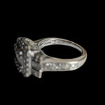 14K White Gold Round Brilliant & Baguette Cut Natural Diamond Cluster Ring Size 5
