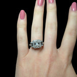 14K White Gold Round Brilliant & Baguette Cut Natural Diamond Cluster Ring Size 5
