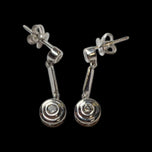 18K White Gold & Diamond Open Work Articulated Dangle Stud Earrings