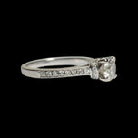 14K White Gold Cathedral Set Natural Diamond Solitaire Engagement Ring W Diamond Flank Accents Size 6 1/4