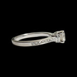 14K White Gold Cathedral Set Natural Diamond Solitaire Engagement Ring W Diamond Flank Accents Size 6 1/4