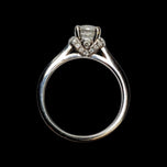 14K White Gold Cathedral Set Natural Diamond Solitaire Engagement Ring W Diamond Flank Accents Size 6 1/4