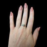 14K White Gold Cathedral Set Natural Diamond Solitaire Engagement Ring W Diamond Flank Accents Size 6 1/4