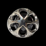 10K White Gold Onyx & Diamond Open Work Pendant - Art Deco Style
