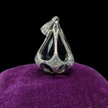 10K White Gold Onyx & Diamond Open Work Pendant - Art Deco Style