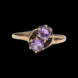 Antique Edwardian 10K Yellow Gold "Toi et Moi" Claw Set Amethyst Ring Size 7