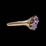Antique Edwardian 10K Yellow Gold "Toi et Moi" Claw Set Amethyst Ring Size 7