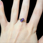 Antique Edwardian 10K Yellow Gold "Toi et Moi" Claw Set Amethyst Ring Size 7