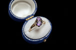 Antique Edwardian 10K Yellow Gold "Toi et Moi" Claw Set Amethyst Ring Size 7