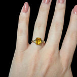 10K Yellow Gold Emerald Cut Synthetic Yellow Sapphire Ring Size 6