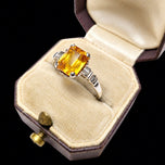10K Yellow Gold Emerald Cut Synthetic Yellow Sapphire Ring Size 6